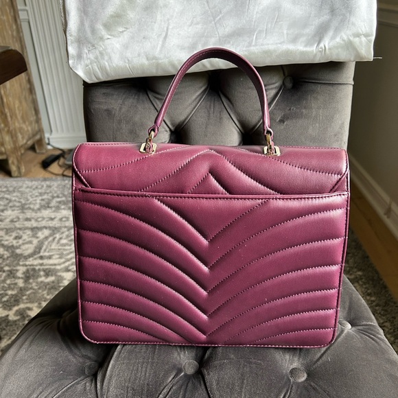 Furla leather top handle bag with extra strap in fun plum color. - Picture 2 of 8